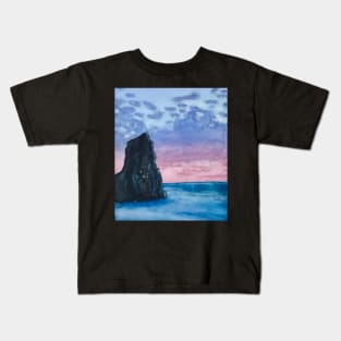 Ocean Sunrise Watercolor Painting Kids T-Shirt